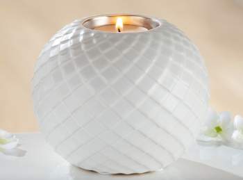 Teelichthalter Lille Keramik weiß
