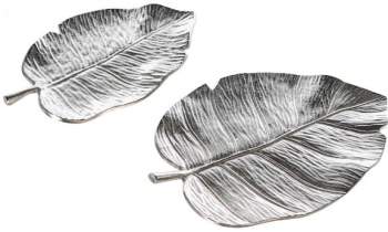 Flache Dekoschale Blatt silber