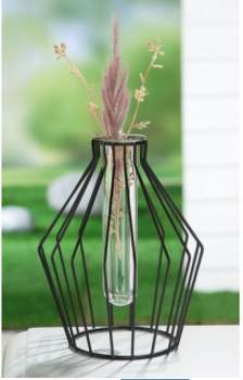 Gilde Vase Diamond Metall-Glas