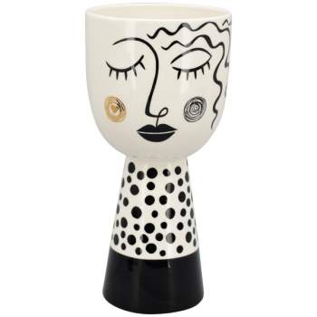 Vase mit Gesicht XOXO Keramik schwarz-weiß 29cm