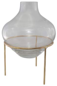 Aulica Vase Glas auf Fußgestell gold