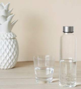 Wasserflasche mit Deckel Glas 0,5L
