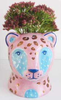 kleine rosa Keramik Blumenvase Leo