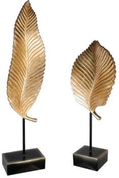 Skulptur Goldblatt auf schwarzem Sockel
