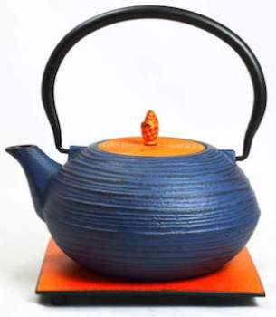 Teekanne aus Gusseisen 1,2 Liter MoYo Blau Orange