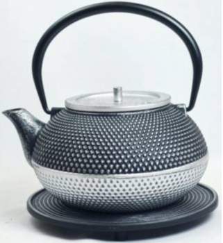 Teekanne Gusseisen Kobu Silber-Schwarz 1,2L