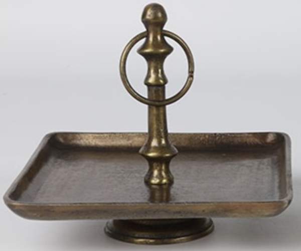Etagere eckig Messing Antik
