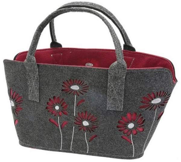 Gilde Tasche Filz Gerbera dunkelgrau