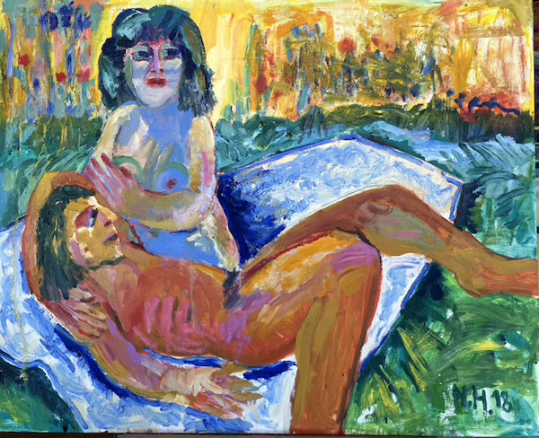 Original Gemälde "Picknick am Feld" Norbert Hornig