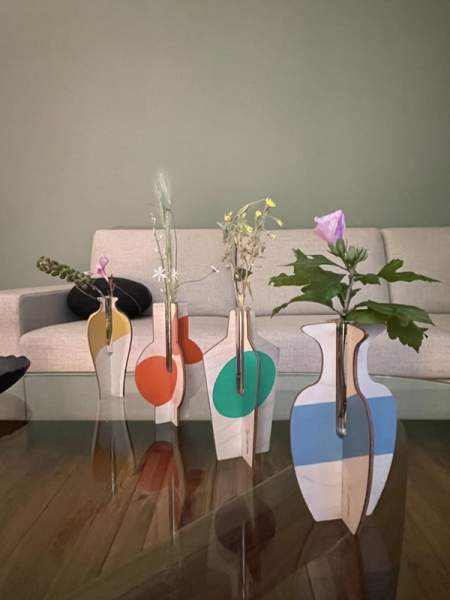 Murano Blumenvase aus Holz - Glas