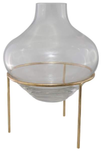Aulica Vase Glas auf Fußgestell gold