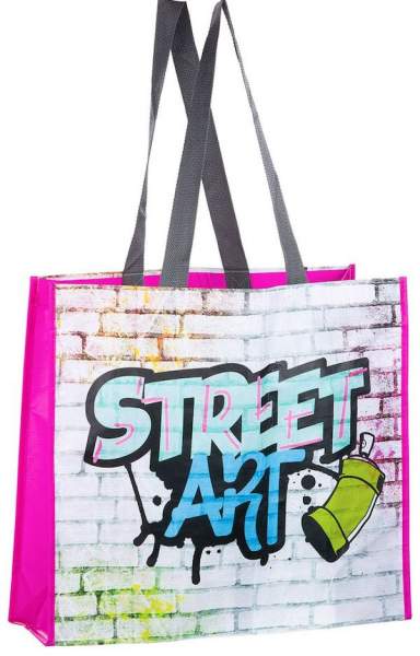 Gilde Tragetasche PET Street Art Pink-Bunt